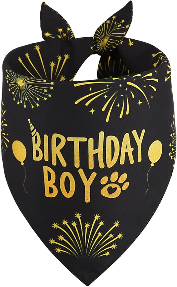 Dog Birthday Bandana Boy Black Small 1PCS