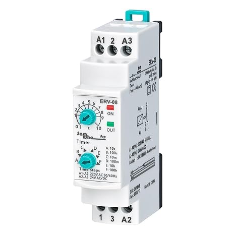 ERV-08 On Delay Multifunctional Time Relay Electronic Adjustable 1Pcs(150-260VAC 24VDC)