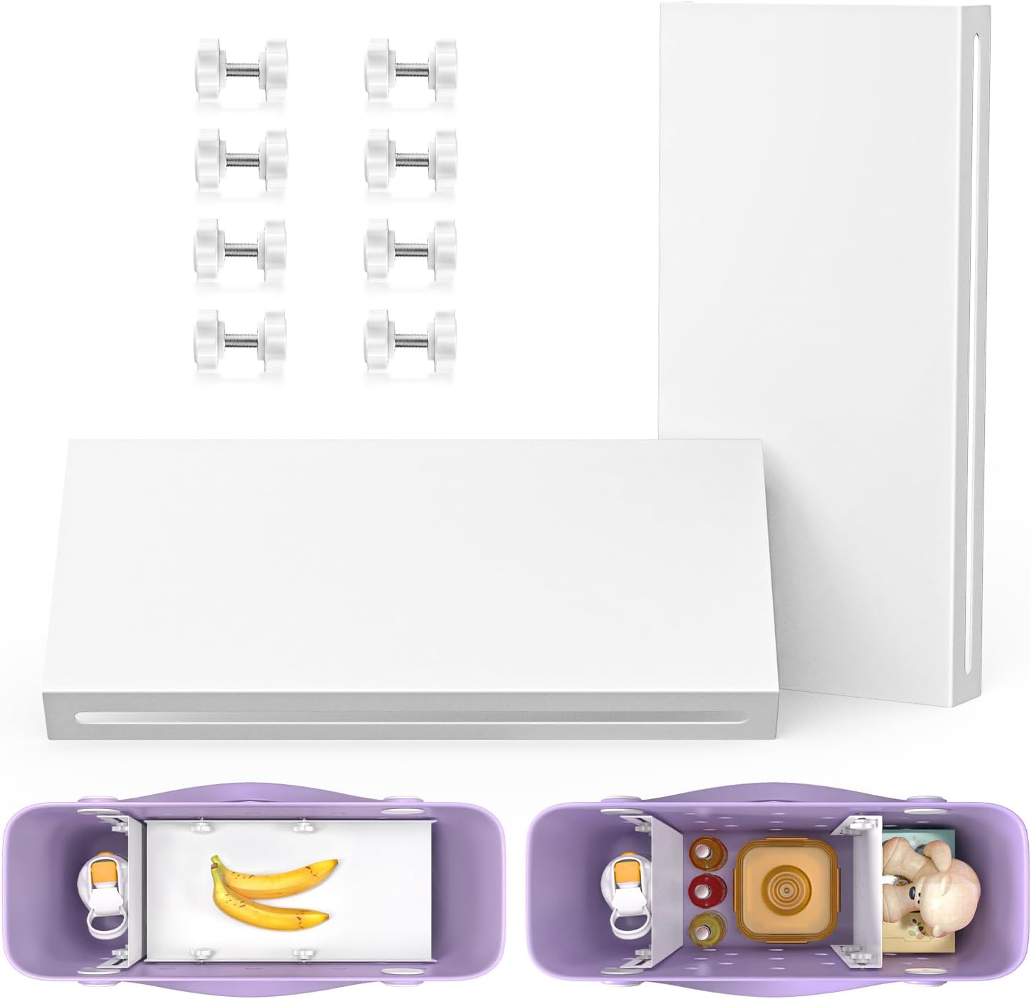 PoYang 2 Pack for Baby Bogg Bag Divider Tray, Lightweight Metal Dividers for Bogg Bag Accessories Inserts for Bog Organizer Screw in, Help Organize Beach Bagg & Divide Space, Medium White