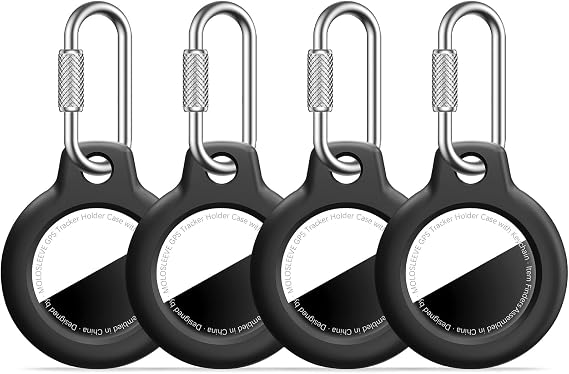 MOLOSLEEVE 4 Pack Holder for AirTag 2nd Gen & 1st, PC Shell Case, Black