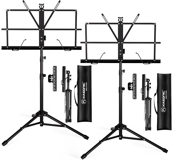 K KASONIC Music Stand, 2 in 1 Folding Sheet Music & Book Stand With Bag