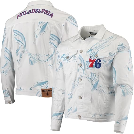 FISLL Men's NBA Team Classic Denim Jacket