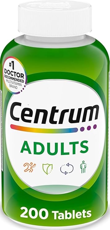 Centrum Adult Multivitamin/Multimineral Supplement with Antioxidants, Zinc, Vitamin D3 and B Vitamins, Gluten Free, Non-GMO Ingredients - 200 Count