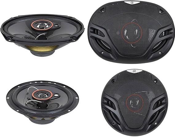 Alphasonik AS2629P Loudspeakers Pair of 6.5" 350W Max 3-Way Speakers Plus 6X9 500W Max 3-Way Car Audio Coaxial Speakers 4 Ohms Premium Quality Audio Door Speakers for Car or Truck Stereo Sound System