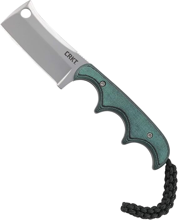 CRKT Minimalistisches Cleaver EDC Messer: Kompaktes Alltagsmesser mit fester Klinge faltbares Universalmesser mit Perlstrahl-Finish Griff aus Harzfaser und Scheide 2383