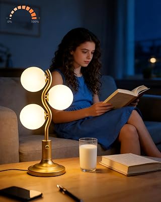 Lightdot Mid Century Globe Table Lamp Dimmable Modern 3 Lights Gold Desk Lamp 3000K Warmwhite Bedside Table Lamp for Bedroom Living Room Study RoomG9 Bulbs Included
