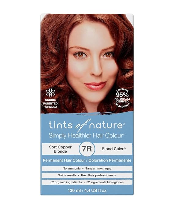 Tints of Nature 7R Soft Copper Blonde Permanent Hair Dye, Vegan 4.4 fl oz