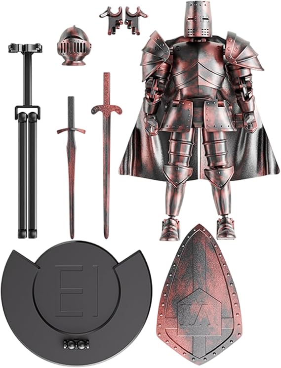14cm Medieval Knight Action Figure, Multi-jointed Movable Action Figure With Bottom Support, Weapons And shieldss, Desktop Decorations, Adults Collectible Figurine For Coffee Table