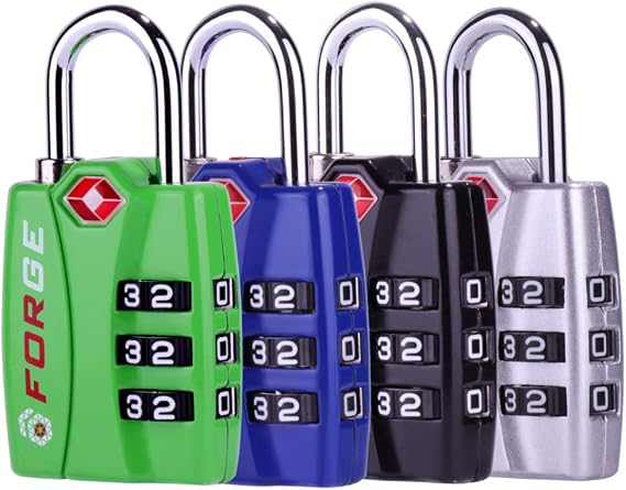 Forge TSA Approved Luggage Locks, Open Alert TSA Locks, 4 Colors #1, 4 Pack