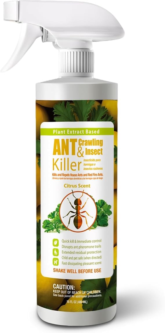 EcoVenger Ant and Insect Killer 16 oz | Citrus Scent | Fast Kills House Ants Fire Ants | Residual Deterrence | Plant-Based Child and Pet Safe