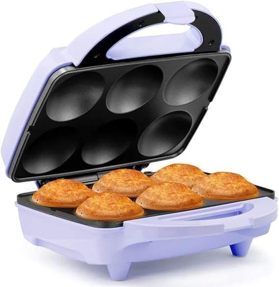 Holstein Housewares Non-Stick 6-Count Electric Cupcake Maker Machine Bakes 6 Cupcakes, Muffins, Pizza Cups, Cinnamon Buns Perfect for Gifts, Birthdays, Holidays, or Bake Sales, Lavender