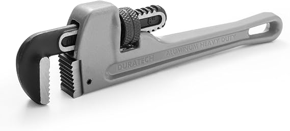 DURATECH 8-inch Aluminum Straight Pipe Wrench, Adjustable Plumbing Wrench