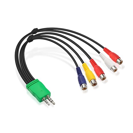 GINTOOYUN 3.5mm+2.5mm to 5RCA Audio Video Adapter Cable 0.3m 3.5mm Male 2.5mm Male to 5 RCA Female Plug AV Component Adapter Cable for LED LCD TV(0.65FT)