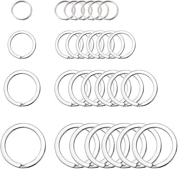 KANSPHY 40Pcs Split Key Rings,Stainless Steel Keyrings Dog Tag Ring,4 Sizes (1/2 inch, 3/4 inch,1 inch, 1.2 inch) Key Chain Ring for Craft,Car Keys Organization