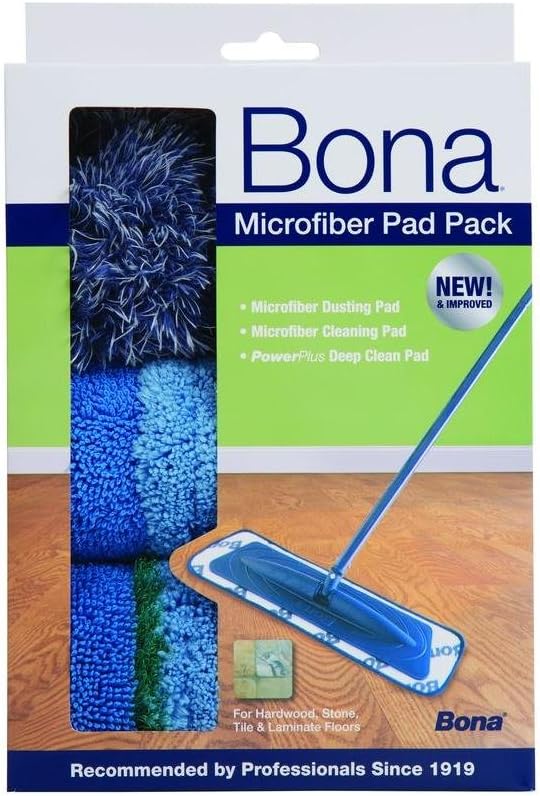 Bona Multi-Surface Floor Microfiber Cleaning Pads, 3 Count