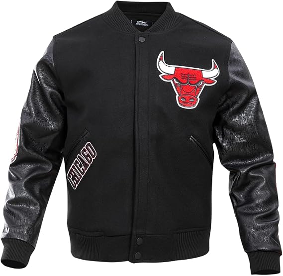 Pro Standard Mens NBA Chicago Bulls Classic Varsity Jacket Black M