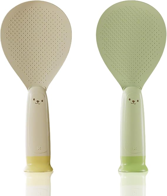 2PCS Plastic Rice Spoon, Non Stick Standing Paddle, Heat Resistant Scooper | for Kitchen, Cooker, Home, Restaurant