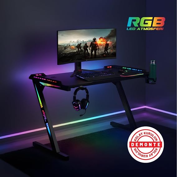 Aura RGB Ledli Oyuncu Masası