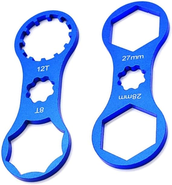 2PCS Bicycle Front Fork Repair Tool - Blue Fork Cap Wrench for XCR/XCM/XCT/RST/Suntour MTB & Road Bikes, Double Head Suspension Fork Shoulder Cap Removal & Installation Tool