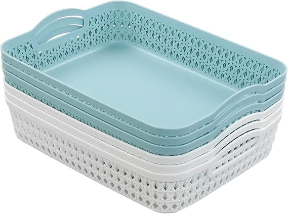 Weaving Plastic Baskets, Set of 6 A4 Paper Storage Tray