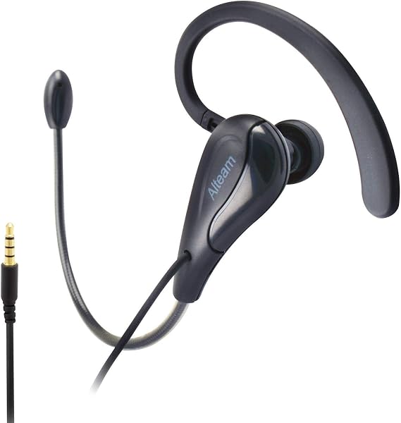 Wired Mono Single Headset One Hook Design Earphone Earbud with Bendable Boom Arm Mic, Adjustable Ear Angle and Earhook Length, 15mm Driver, 3.5mm TRRS Plug for Smart Mobile Cellphone Tablet PC