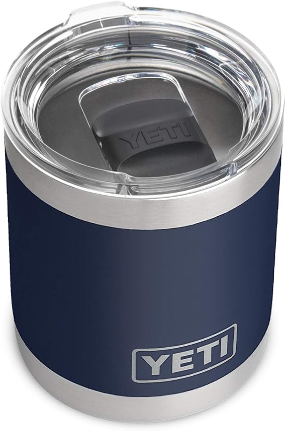 YETI Rambler 10 oz Lowball, Vacuum Insulated, Stainless Steel with MagSlider Lid, Navy