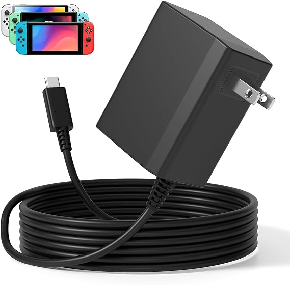 Replacement for Nintendo Switch 1 Charger AC Adapter, Power Cord | Compatible with Switch Lite/OLED/Steam Deck-39W 15V 2.6A Fast Charging with 5FT USB C Cable, TV Mode Support