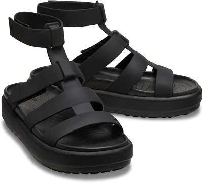 Crocs Womens Brooklyn Luxe Gladiator Platform Sandals, Black