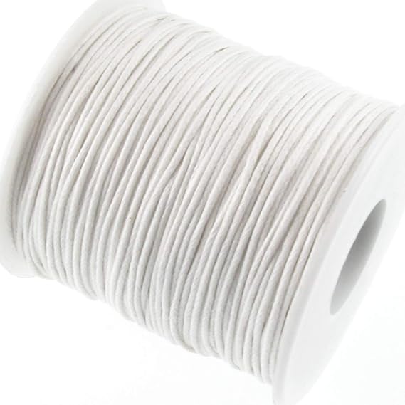 White 1mm Waxed Cotton Cord, 70 Meters, Macrame, Beading String