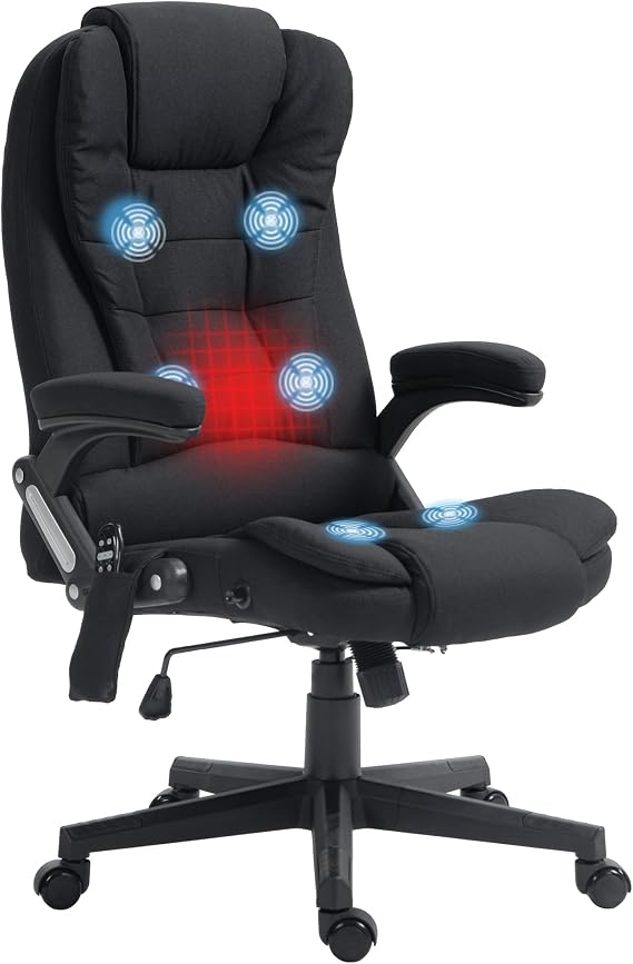 Vinsetto 6 Point Vibrating Massage Office Chair with Heat Black