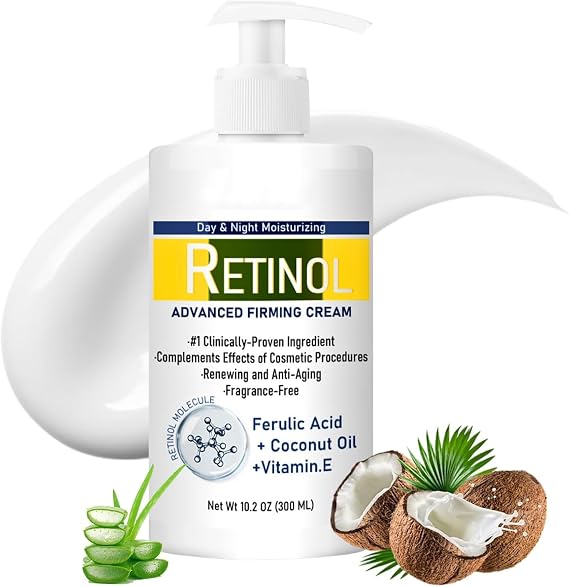 300ml Retinol Body Lotion, Advanced Retinol Cream, Large-capacity Retinol Firming Body Cream with Cocount Oil and Vitamin E, Remove Dark Spots, Moisturizing Body Lotion for Dry Skin, Smooth Body Skin