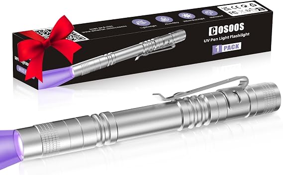COSOOS UV Flashlight Black Light, Mini Pen Light with 395nm Ultraviolet Blacklight, Waterproof Pet Urine Detector Light for Dog/Cat, Dry Stains, Resin Curing, Bed Bug