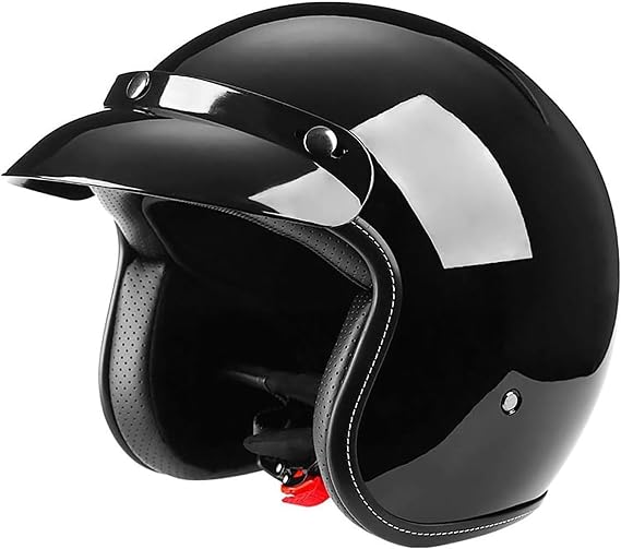 Motorcycle DOT Certified Helmet,Retro Electric Scooter Half Helmet,Lined With Mesh Cotton Material,Ventilation And Breathable,Shell ABS Material,Suitable For Adult Men And Women(Gloss Black,XX-Large)
