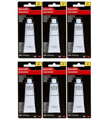 Red Cream Hardener 0.75 oz Tubes, Color-Changing Indicator for Consistent Mixing, Compatible with Bondo Fillers and Resins, 6-Pack