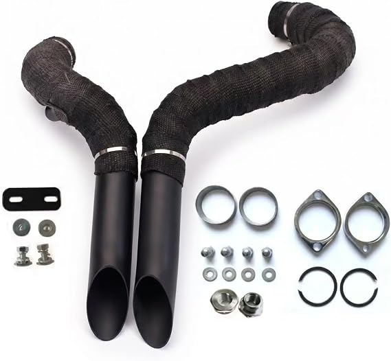 2" LAF exhaust pipe with flange kit for Harley Sportster Iron 883 1200 XL883 Bobber Chopper Touring Softail 1984-2023, front controller only.