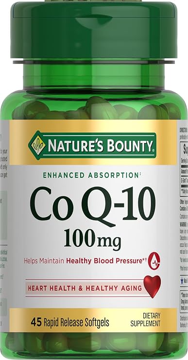 Nature's Bounty CoQ10 100mg for Heart Health Support, 45 Softgels