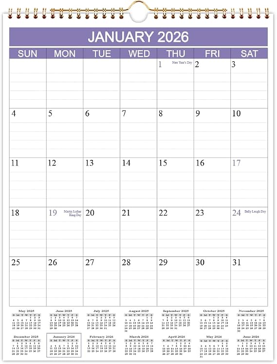 2026 Calendar - 2026 Wall Calendar from April 2026 - December 2026, Calendar 2026 with Thick Paper for Planning and Organizing for Home or Office, 8.5" x 11", Purple