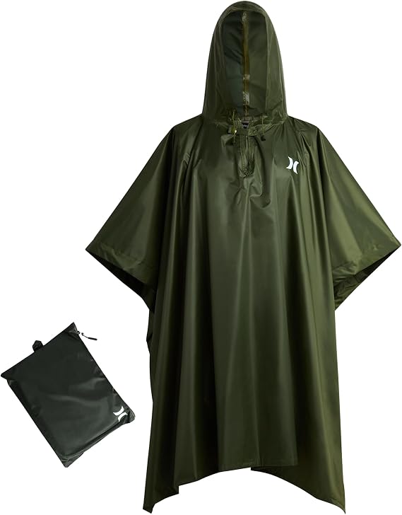 Hurley Ponchos Adult Rain Ponchos Waterproof Lightweight Packable Rain Top | Compact Packable Design for Hiking, Camping and Emergencies, Waterproof Coverage That Stows Easily in a Bag