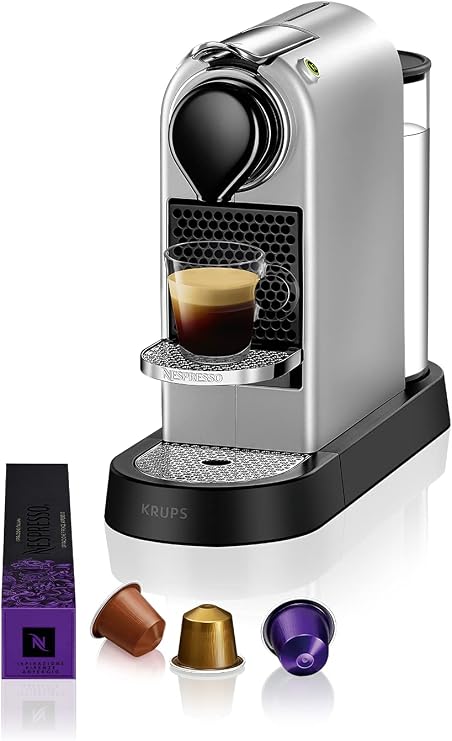 Nespresso Krups CitiZ Coffee Machine, Freestanding Espresso Machine, Automatic Shut-Off, 1 Litre Water Tank, 1260 Watt, Silver, XN741B