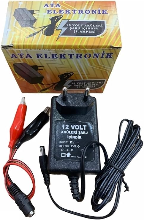 Pilsan Fortune Akülü Araba Uyumlu - 12 Volt Akü Şarj Cihazı Şarz Aleti Adaptör Yerli Üretim 1 Amper
