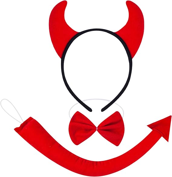 Devil Horn, Red Devil Ears Horns Headband for Women, Devil Headband