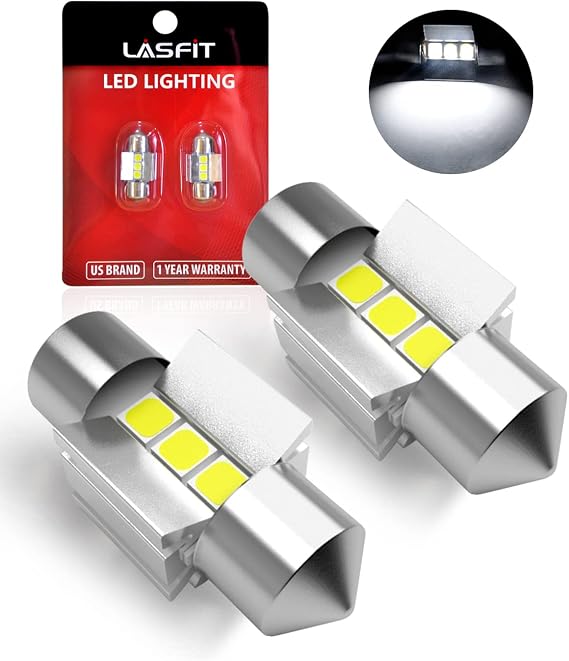 LASFIT 28MM LED Festoon 29MM 641 6614F 6612F TS-14V1CP LED Dome Map Trunk Cargo Light Bulb 6000K Brighter White Light (Pack of 2)