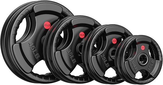 GIKPAL Olympic Weight Plates, 2-Inch Rubber Coated for Strength Training