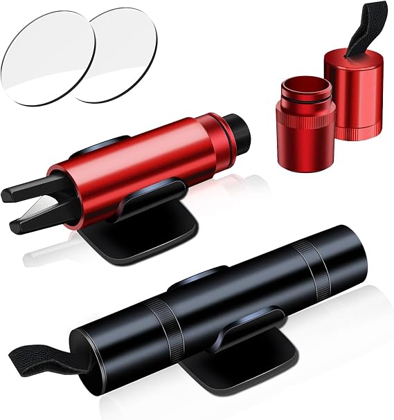 2 Pack 2-in-1 Car Safety Hammer Window Glass Breaker, Tungsten Steel Emergency Hammer for Car, Quick Emergency Window Breaker with Seat Belt Cutter for All Vehicles, Emergency Car Tool (Red & Black)