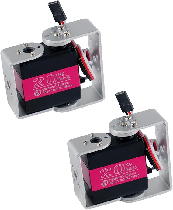 RDS3218 Digital Servo, 20KG Dual-Axis High Torque, Waterproof IP66, Full Metal Gear with U Bracket, 180 Adjustable, for RC Cars, Crawler, Robot, 1/8 1/10 Scale Buggy (2PCS 270 Degree Servo)