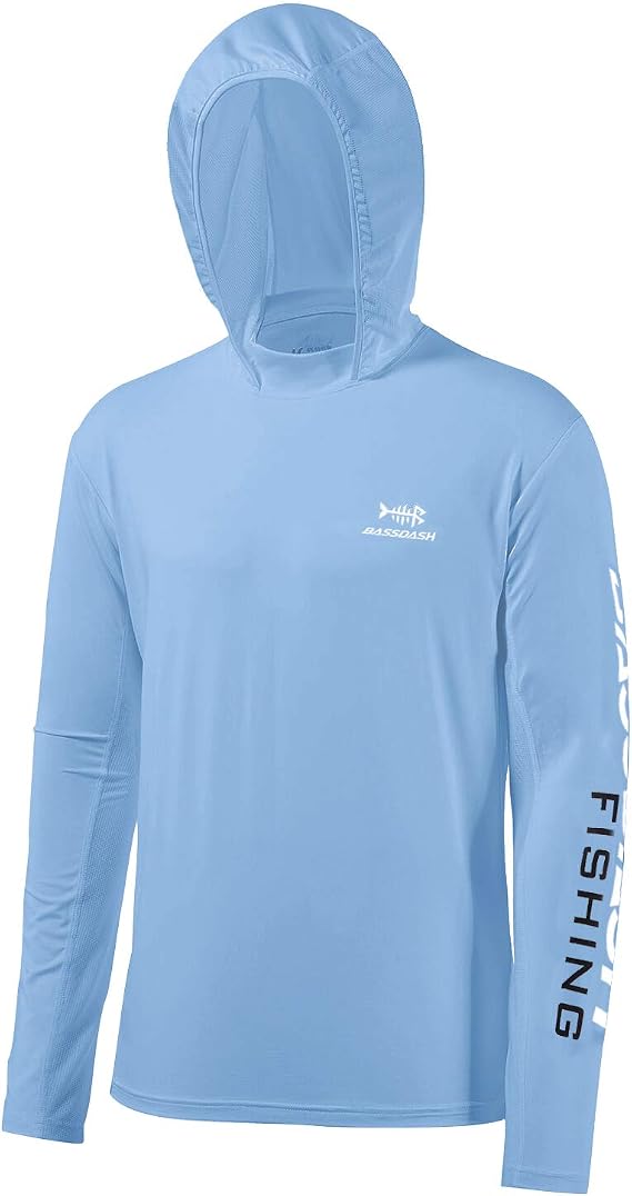 BASSDASH UPF 50+ Mens UV Sun Protection Long Sleeve Performance Fishing Hoodie Hooded Shirts