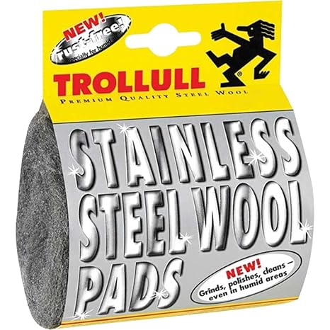 Steel wool | 2 stainless steel wool pads extra fine anti-rust, surface treatment in wet areas, cleans, grinding and polishing