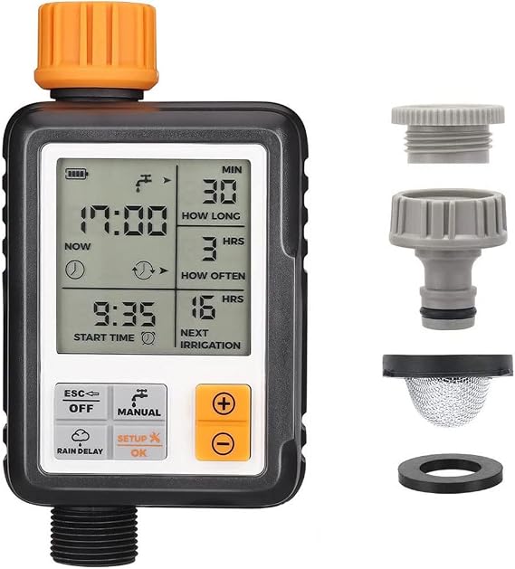 Johgee Garden Watering Computer IPX5 Watering Timer Automatic Water Timer Easy Control Watering Time Watering Frequency and Next Watering Time etc. [Energy Class A++]