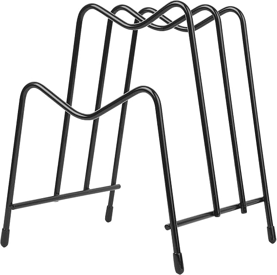Chopping Board Holder Rack Stand, 3 Grid Cutting Board Rack Holders, Pot Lid Holder Pan Lid Racks for Kitchen Countertop Cookware Lids Pots and Pans Organiser Stand, Black