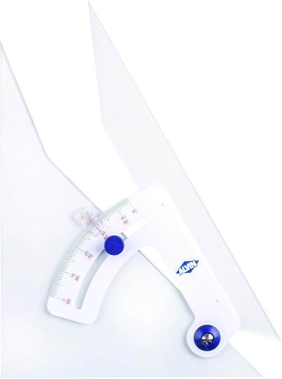 ALVIN 8" Tru-Angle Adjustable Triangle Model 108CB Made of High Impact Acrylic, with Aluminum Thumbscrew and Inking Edge, Includes Nylon Storage Case - 8 Inches